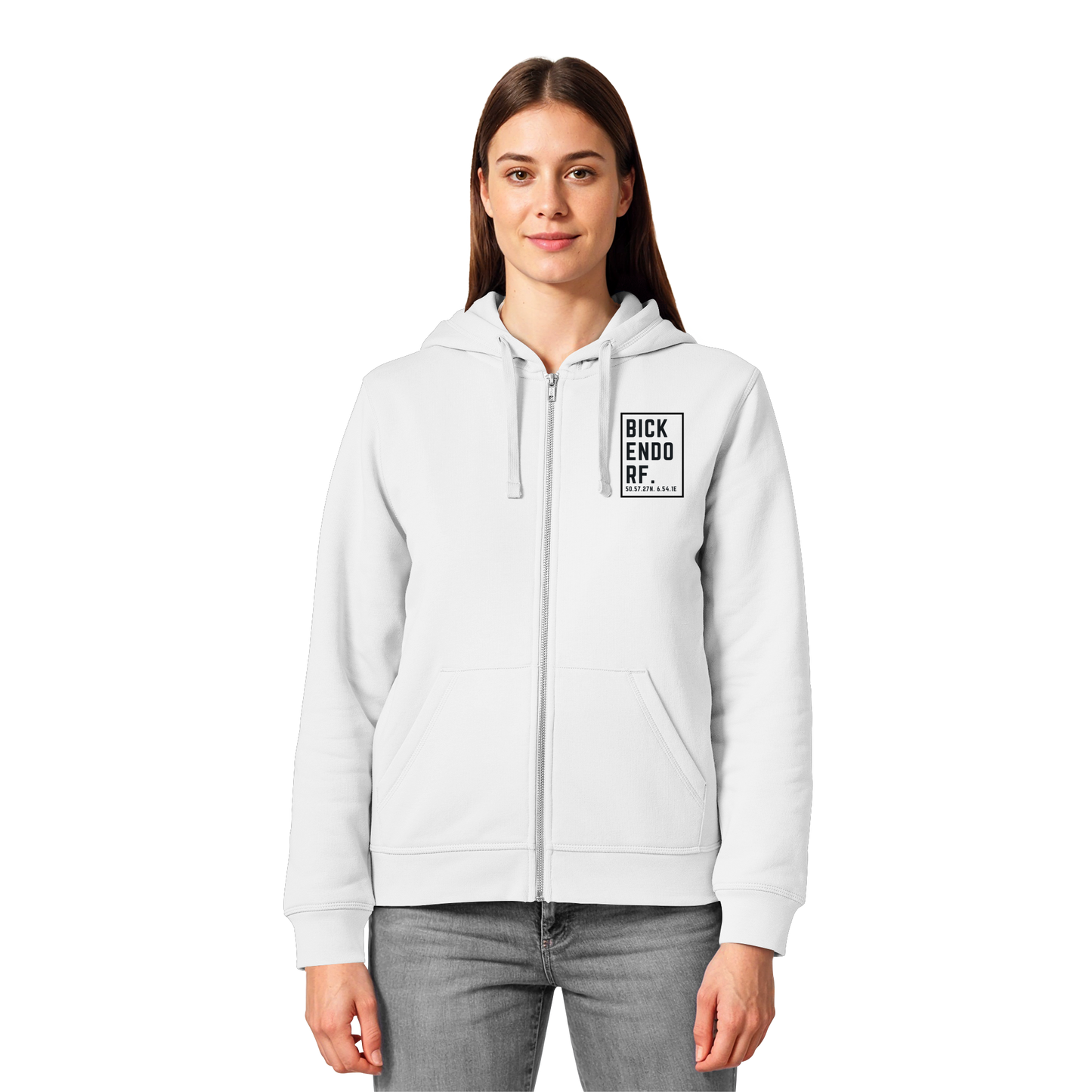 Bickendorf Koordinaten (kleiner Druck auf der Brust) - Organic Lightweight Zipper
