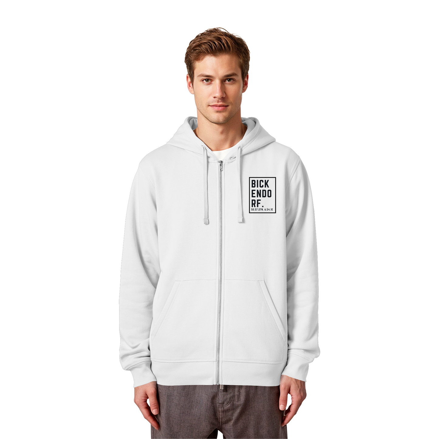 Bickendorf Koordinaten (kleiner Druck auf der Brust) - Organic Lightweight Zipper