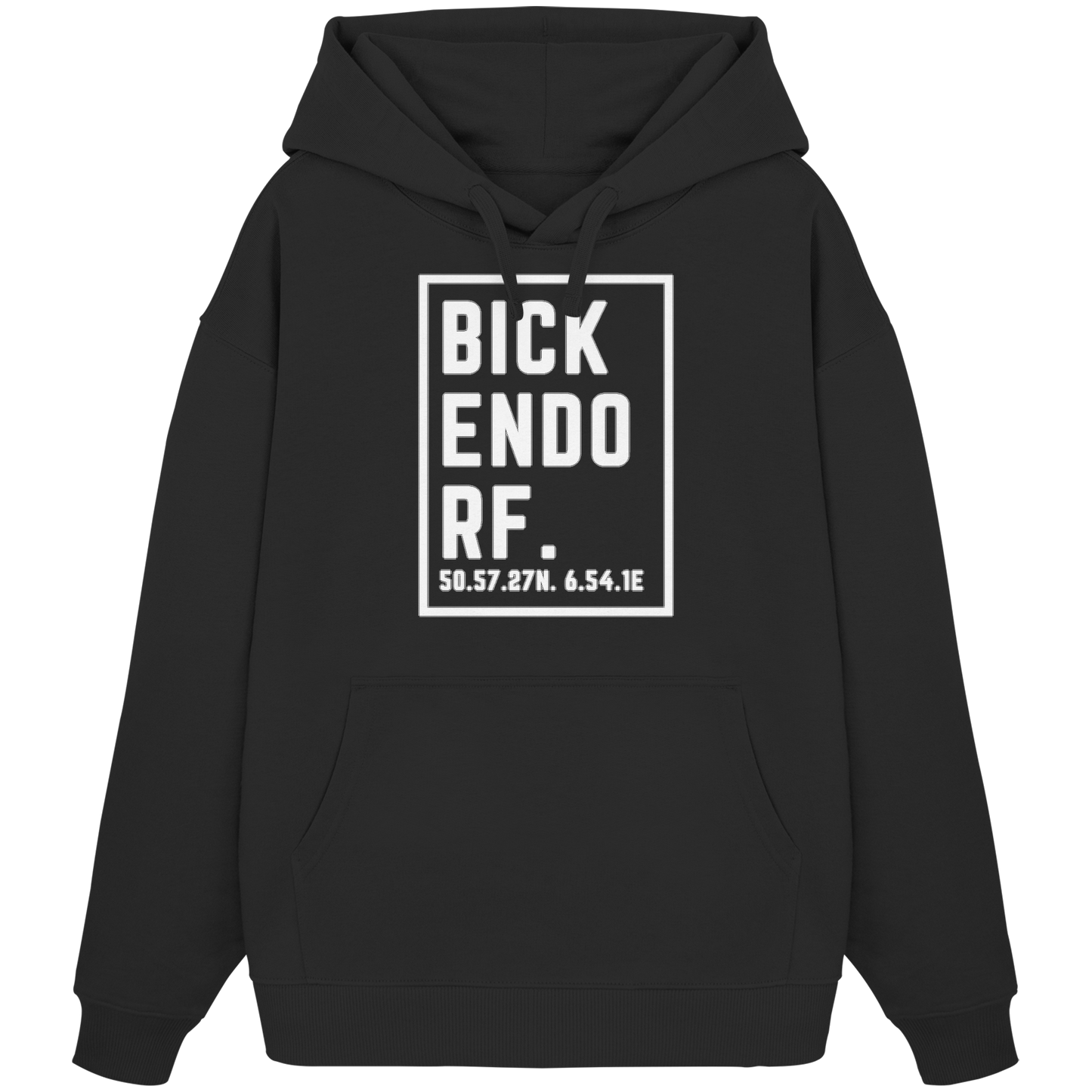 Bickendorf Koordinaten (großer Druck auf der Brust) - Organic Oversize Hoodie