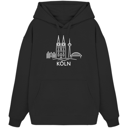 Köln Skyline (großer Druck auf der Brust) - Organic Oversize Hoodie
