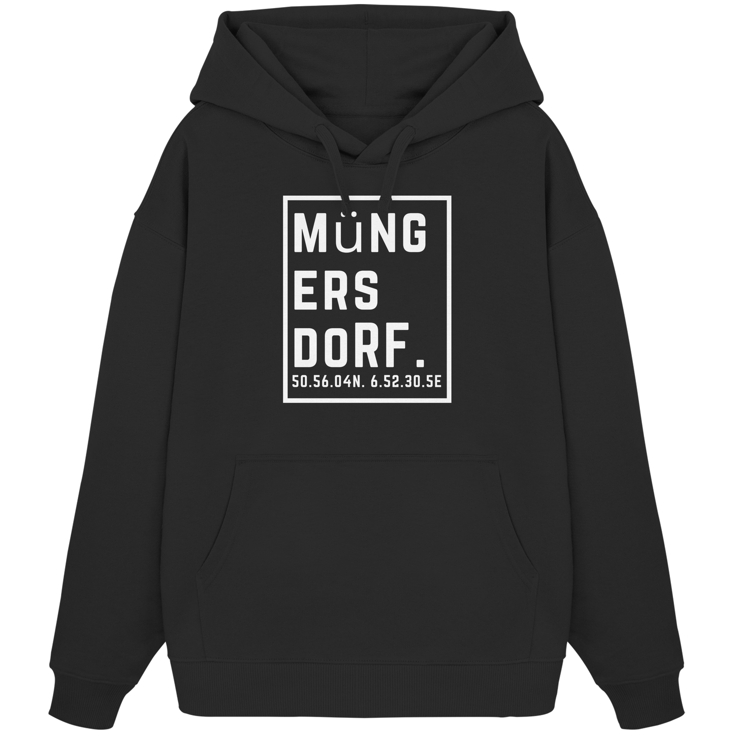 Müngersdorf Koordinaten (großer Druck auf der Brust) - Organic Oversize Hoodie