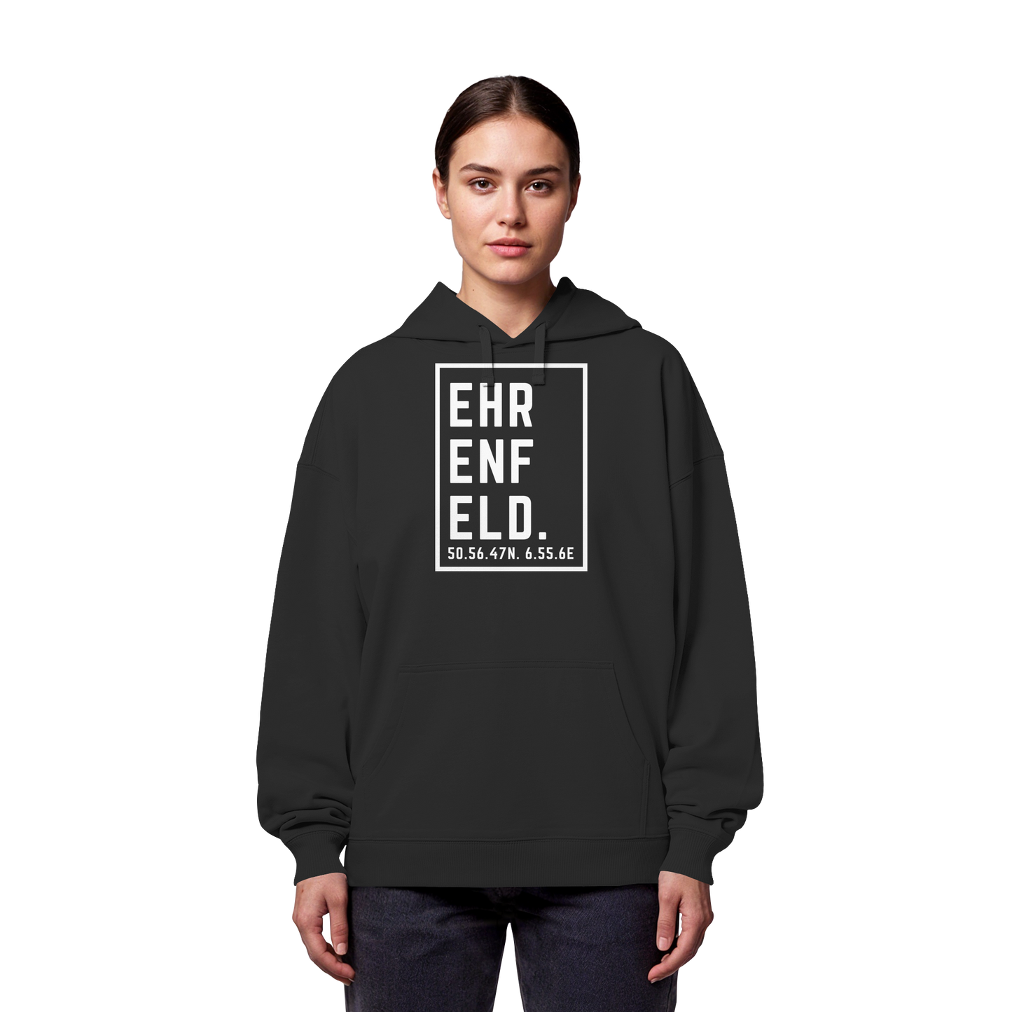 Ehrenfeld Koordinaten (großer Druck auf der Brust) - Organic Oversize Hoodie