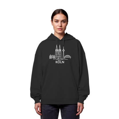 Köln Skyline (großer Druck auf der Brust) - Organic Oversize Hoodie