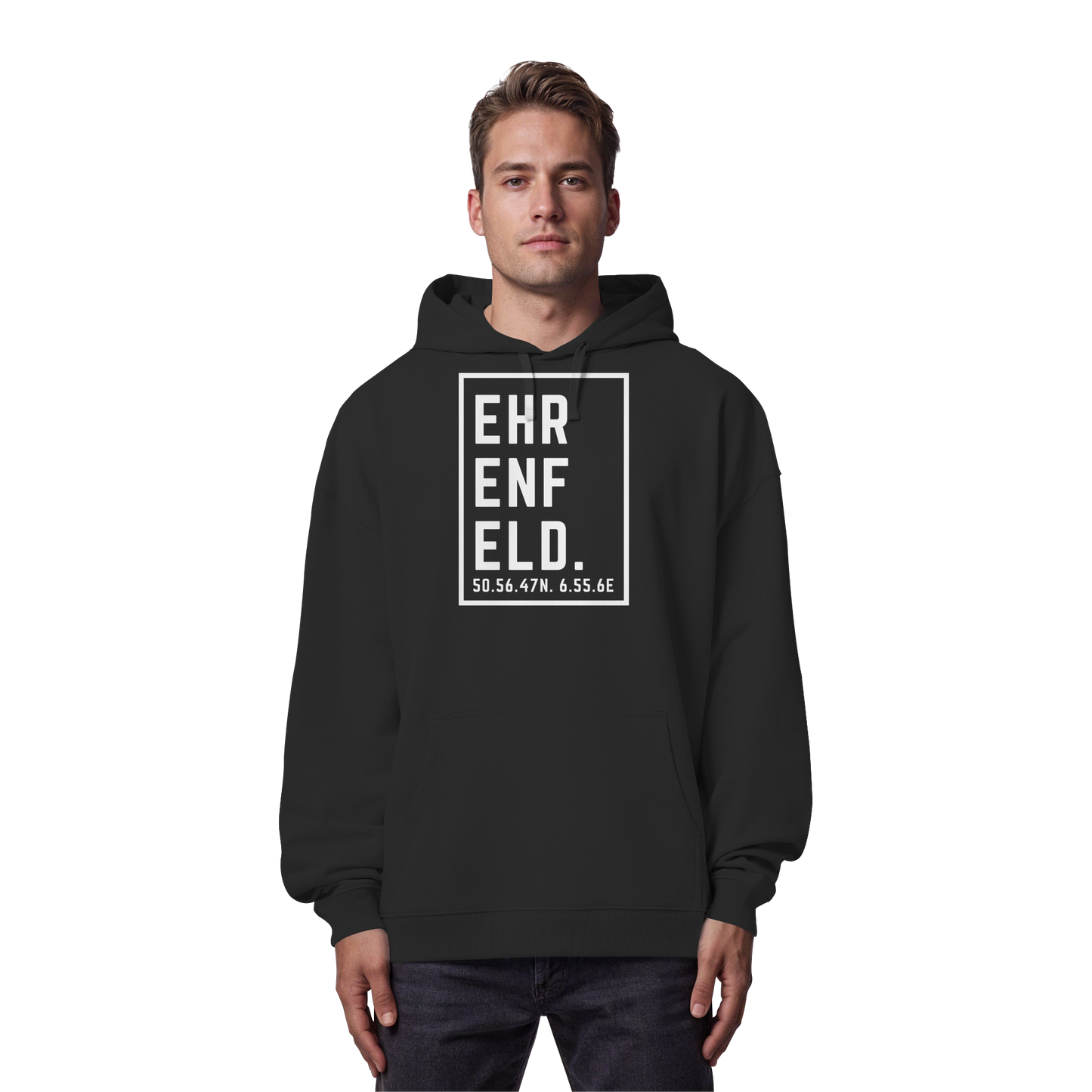 Ehrenfeld Koordinaten (großer Druck auf der Brust) - Organic Oversize Hoodie