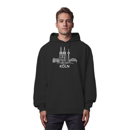 Köln Skyline (großer Druck auf der Brust) - Organic Oversize Hoodie