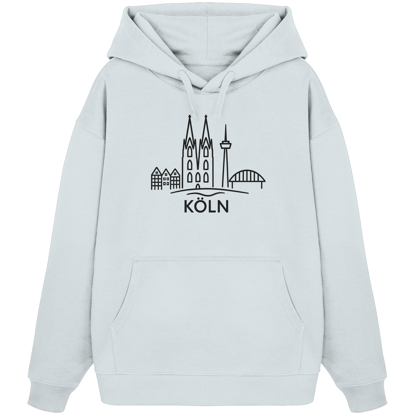 Köln Skyline (großer Druck auf der Brust) - Organic Oversize Hoodie