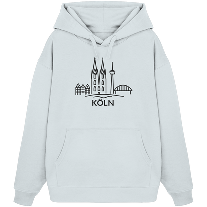 Köln Skyline (großer Druck auf der Brust) - Organic Oversize Hoodie
