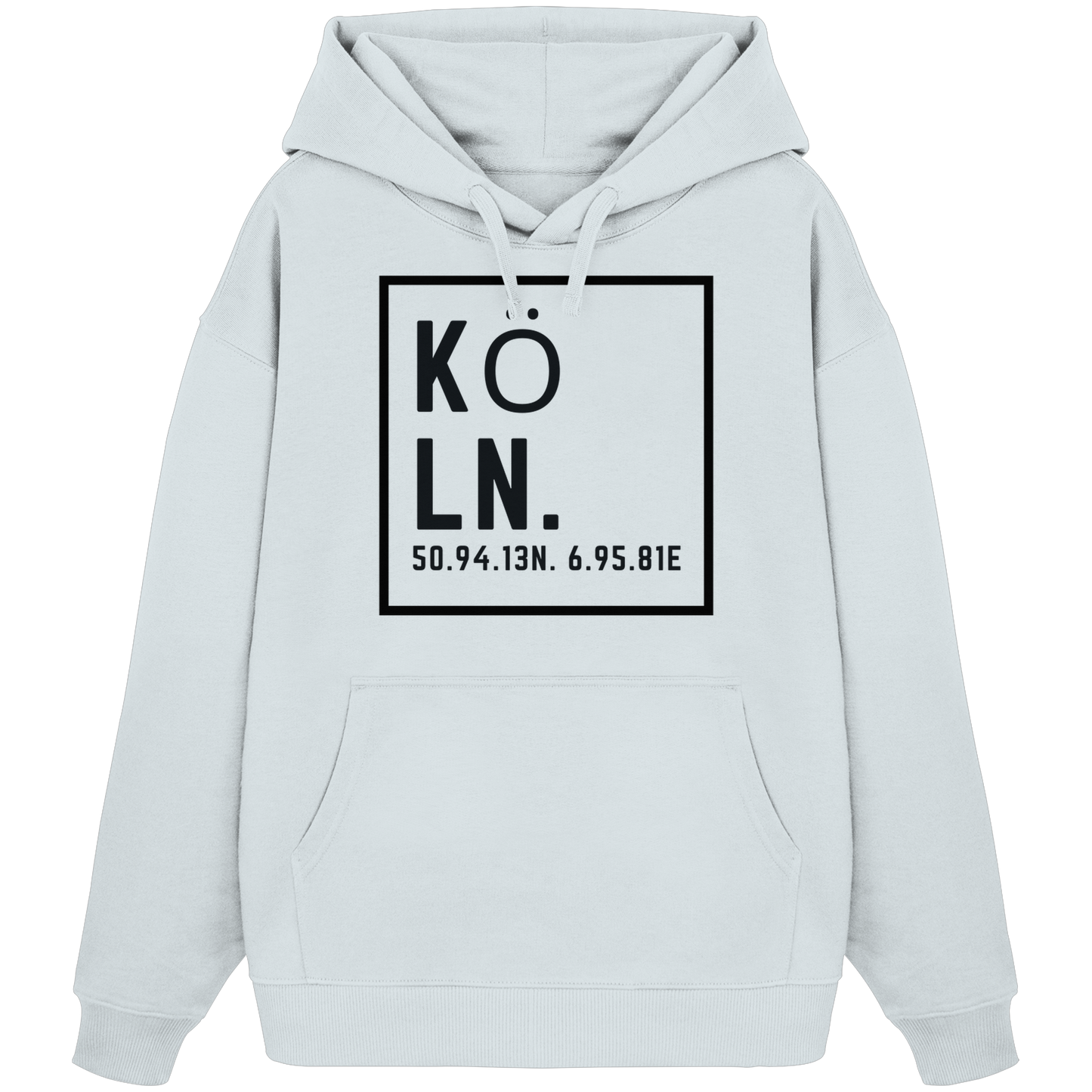 Köln Koordinaten (großer Druck auf der Brust) - Organic Oversize Hoodie