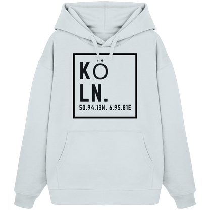 Köln Koordinaten (großer Druck auf der Brust) - Organic Oversize Hoodie