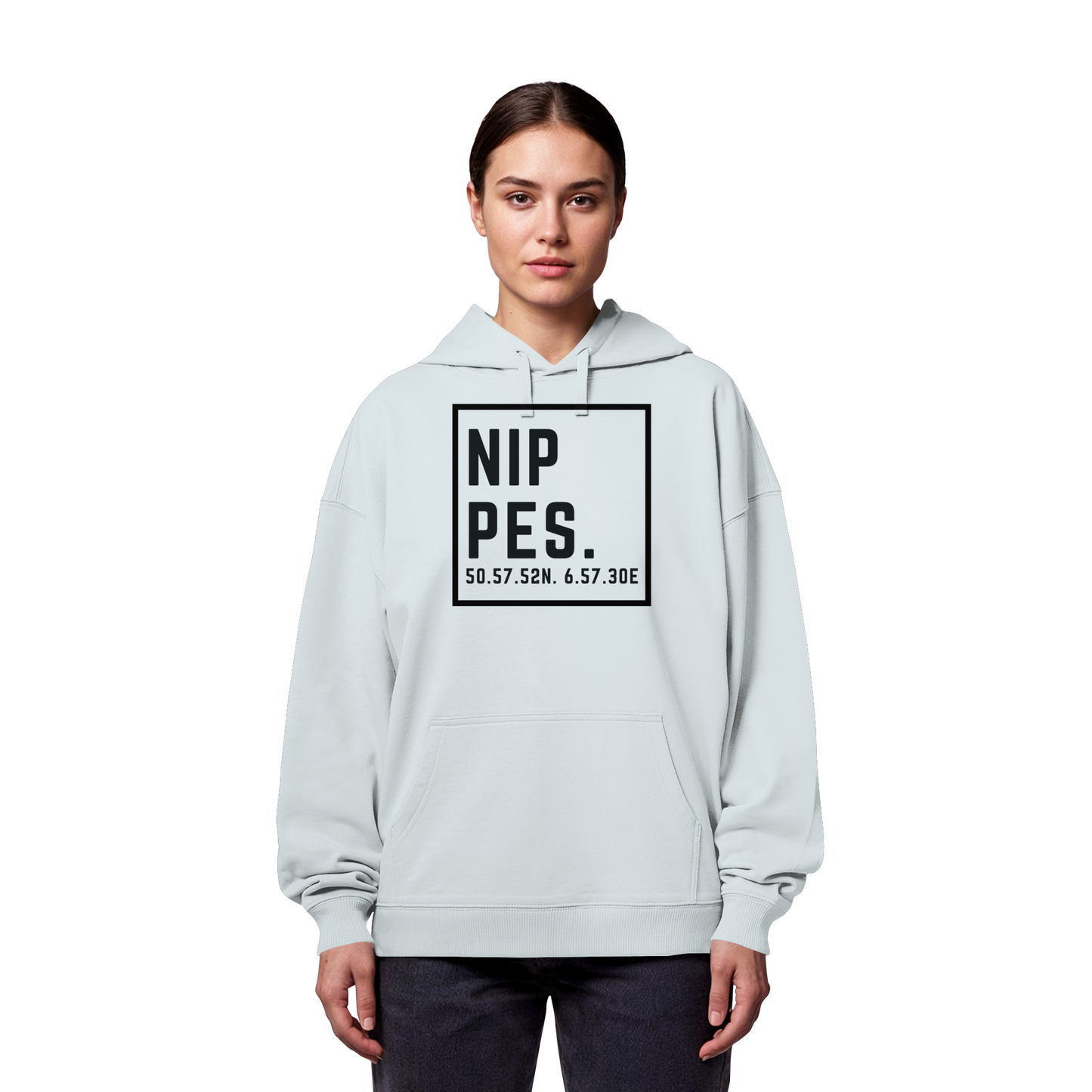 Nippes Koordinaten (großer Druck auf der Brust) - Organic Oversize Hoodie