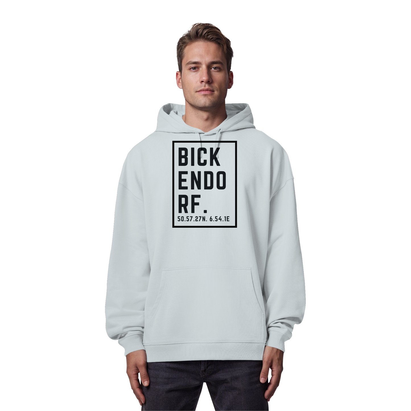 Bickendorf Koordinaten (großer Druck auf der Brust) - Organic Oversize Hoodie