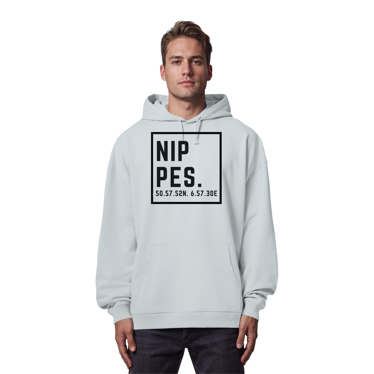 Nippes Koordinaten (großer Druck auf der Brust) - Organic Oversize Hoodie