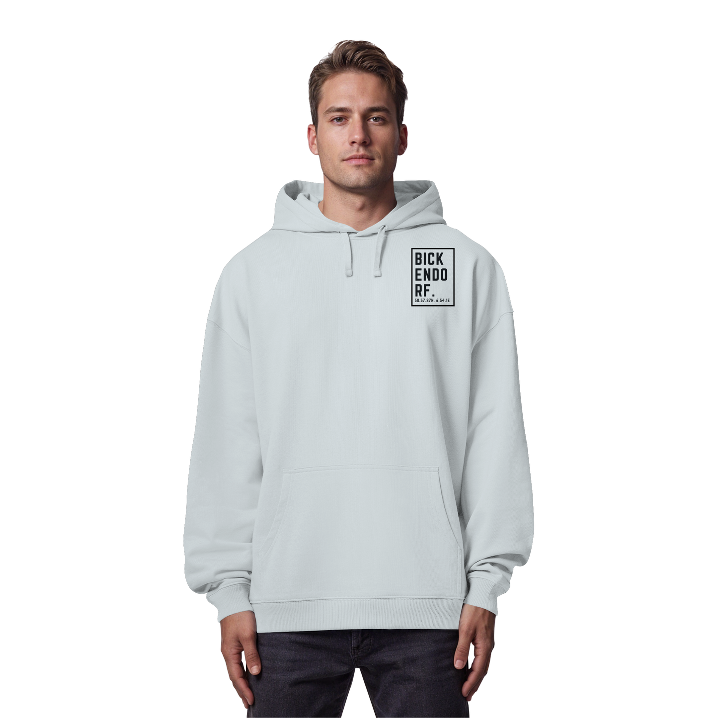 Bickendorf Koordinaten (kleiner Druck auf der Brust) - Organic Oversize Hoodie