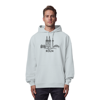 Köln Skyline (großer Druck auf der Brust) - Organic Oversize Hoodie