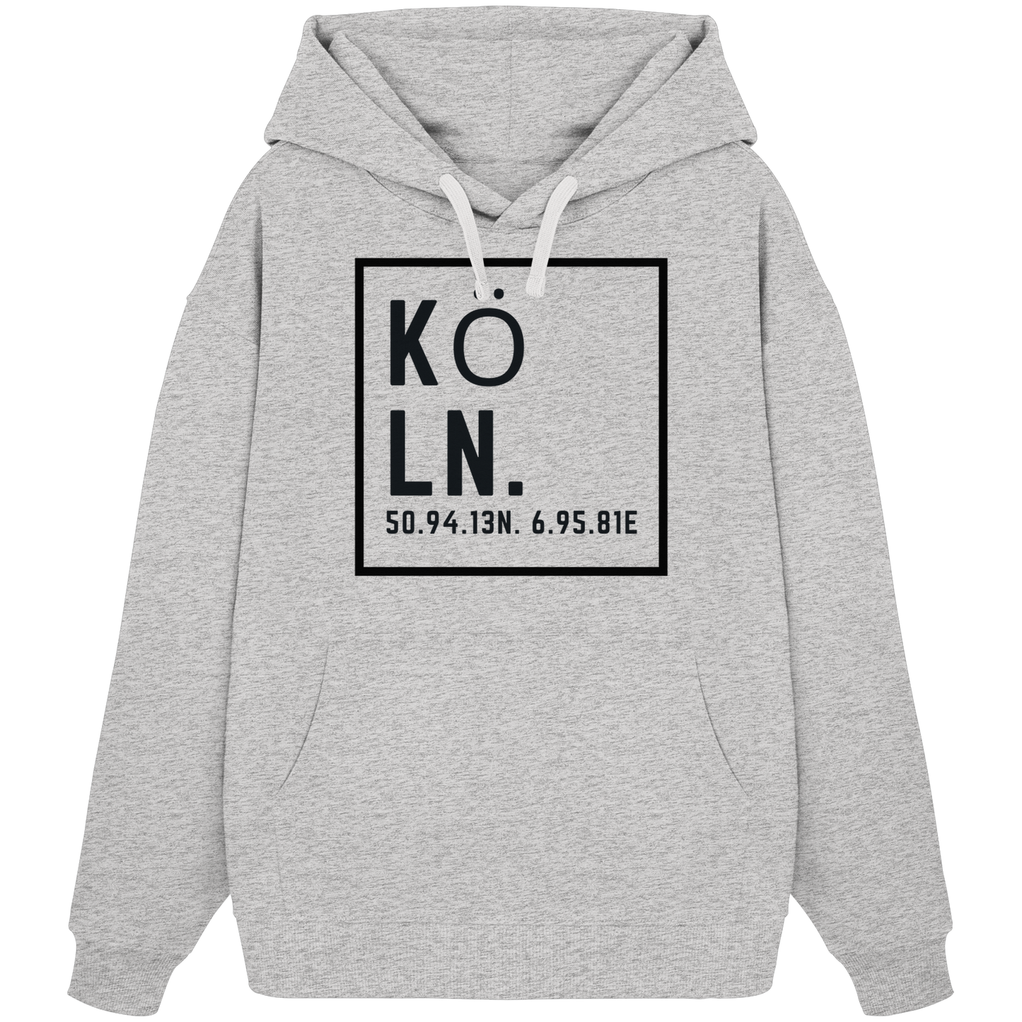 Köln Koordinaten (großer Druck auf der Brust) - Organic Oversize Hoodie