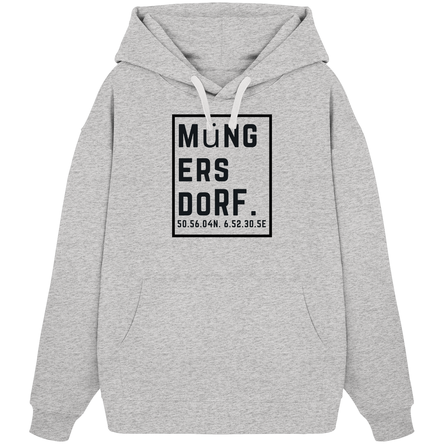 Müngersdorf Koordinaten (großer Druck auf der Brust) - Organic Oversize Hoodie