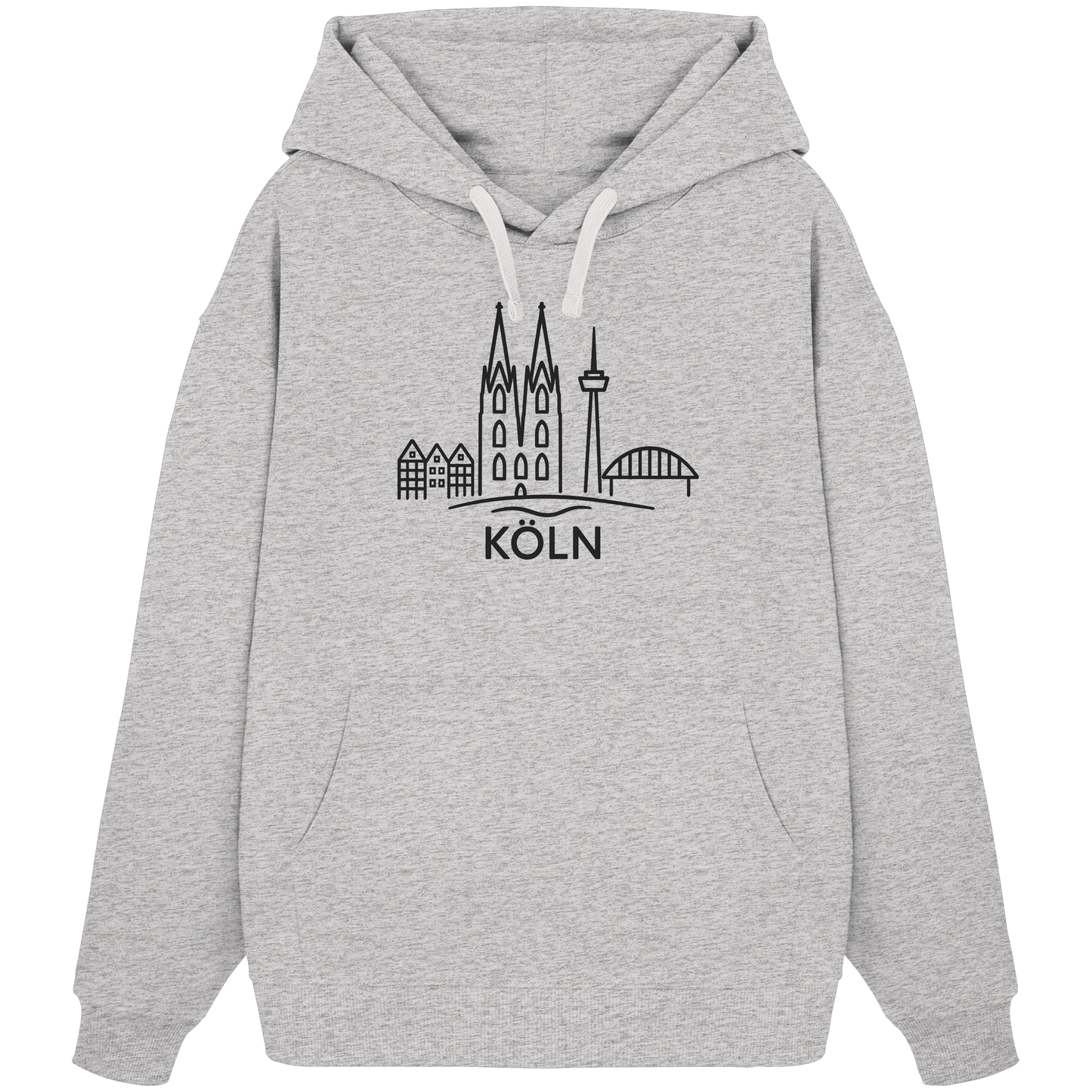 Köln Skyline (großer Druck auf der Brust) - Organic Oversize Hoodie