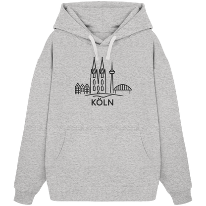 Köln Skyline (großer Druck auf der Brust) - Organic Oversize Hoodie