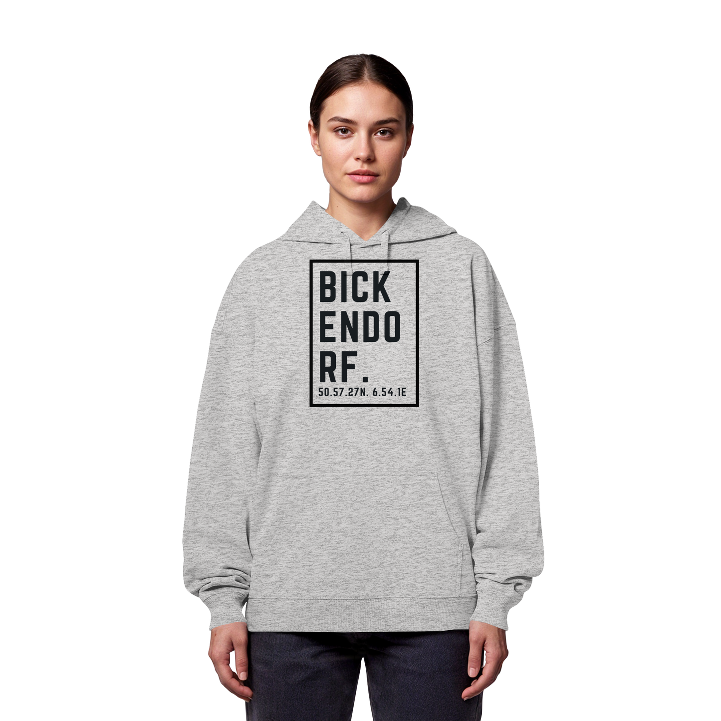 Bickendorf Koordinaten (großer Druck auf der Brust) - Organic Oversize Hoodie