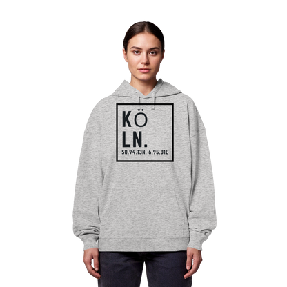 Köln Koordinaten (großer Druck auf der Brust) - Organic Oversize Hoodie