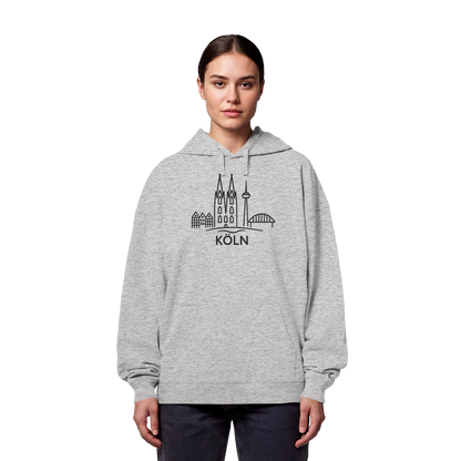 Köln Skyline (großer Druck auf der Brust) - Organic Oversize Hoodie