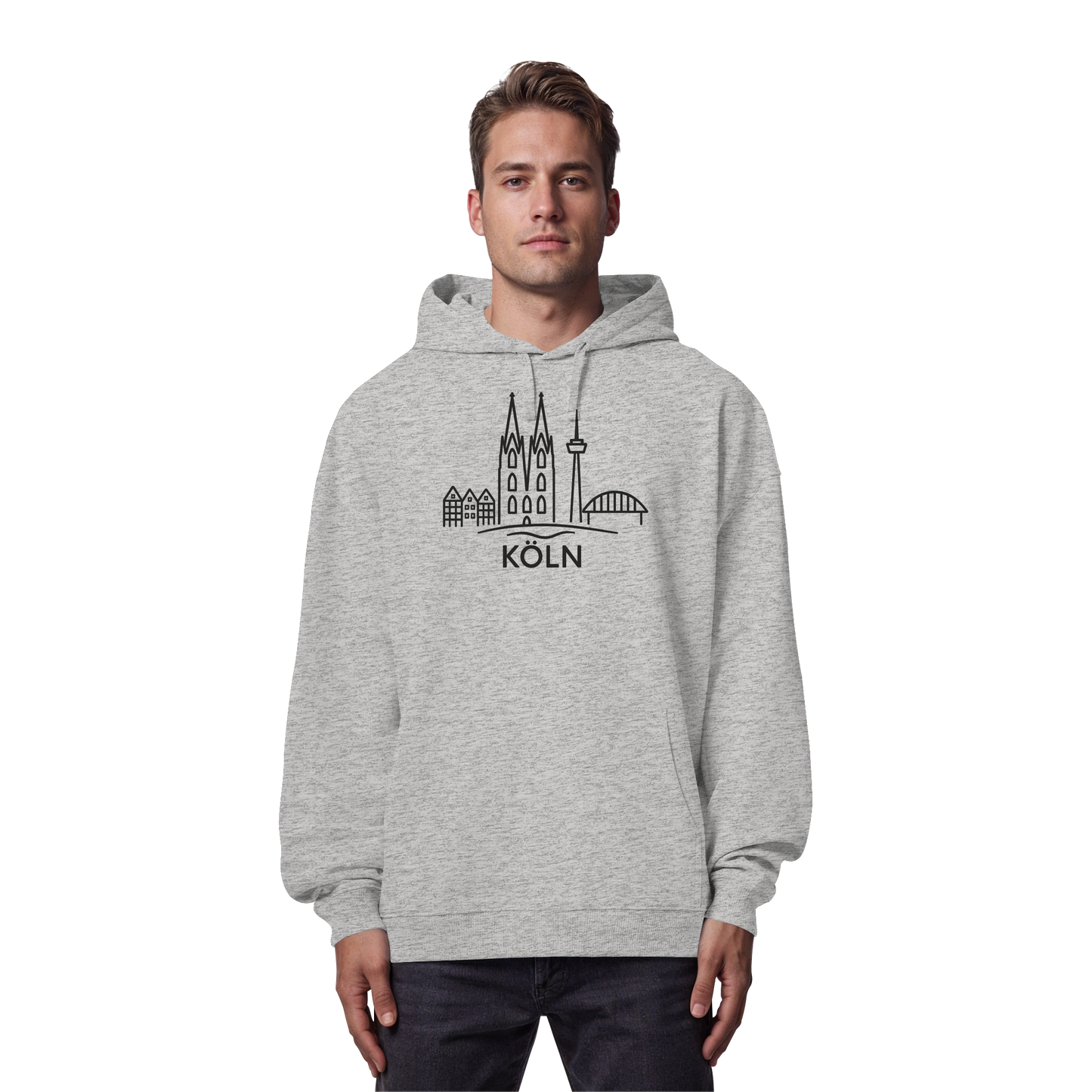 Köln Skyline (großer Druck auf der Brust) - Organic Oversize Hoodie