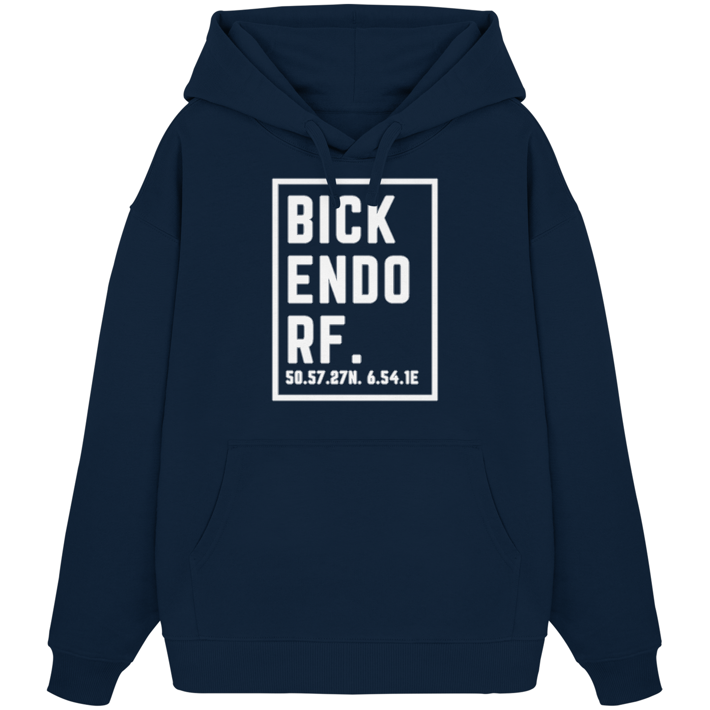 Bickendorf Koordinaten (großer Druck auf der Brust) - Organic Oversize Hoodie