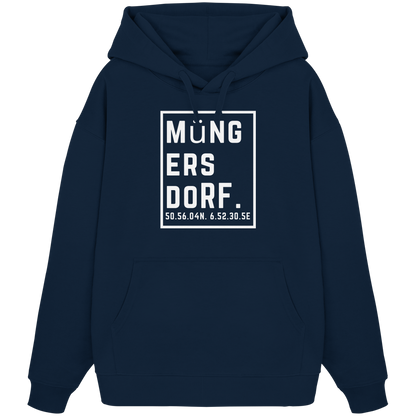 Müngersdorf Koordinaten (großer Druck auf der Brust) - Organic Oversize Hoodie