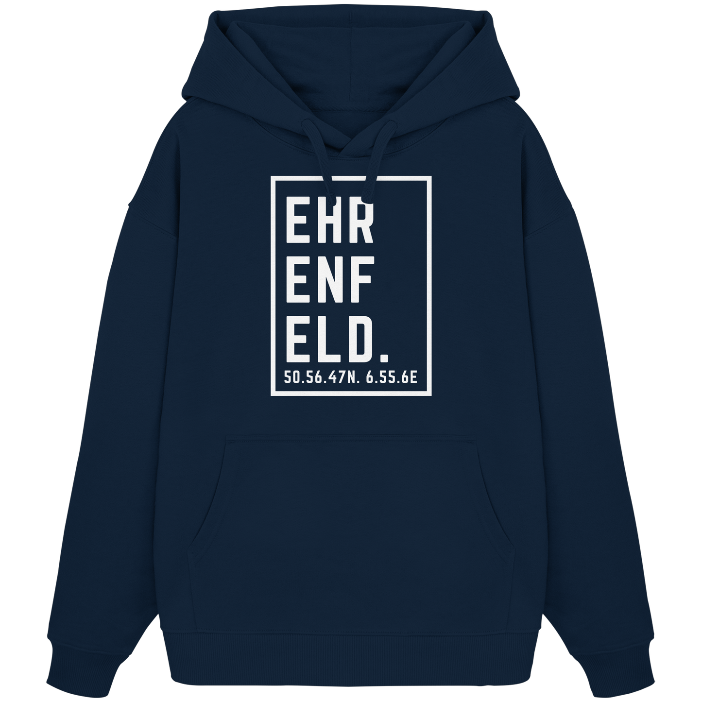 Ehrenfeld Koordinaten (großer Druck auf der Brust) - Organic Oversize Hoodie