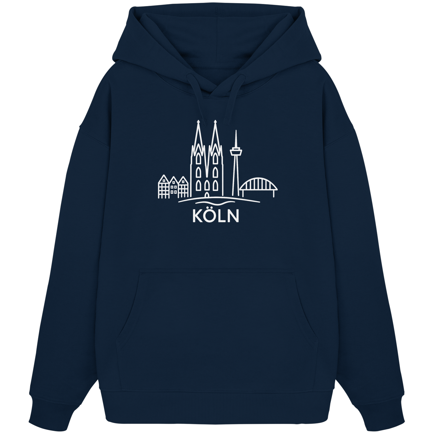 Köln Skyline (großer Druck auf der Brust) - Organic Oversize Hoodie
