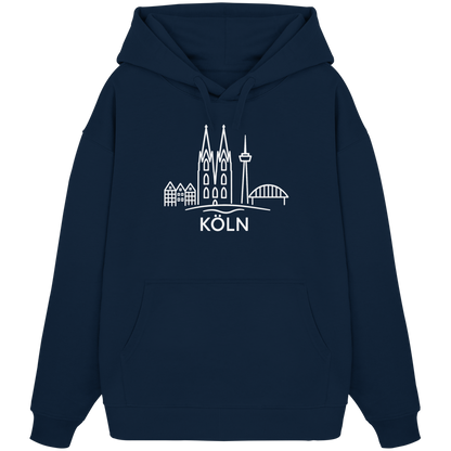 Köln Skyline (großer Druck auf der Brust) - Organic Oversize Hoodie
