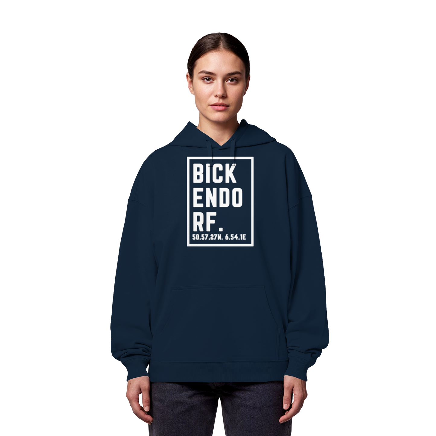 Bickendorf Koordinaten (großer Druck auf der Brust) - Organic Oversize Hoodie