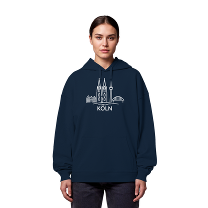 Köln Skyline (großer Druck auf der Brust) - Organic Oversize Hoodie