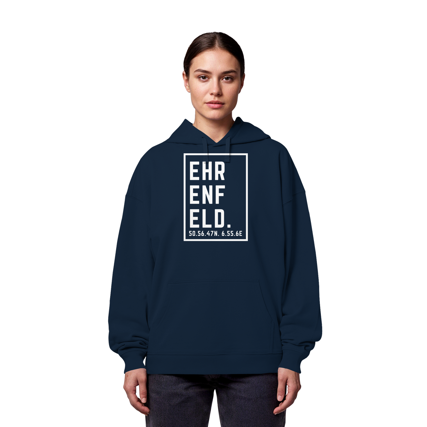 Ehrenfeld Koordinaten (großer Druck auf der Brust) - Organic Oversize Hoodie