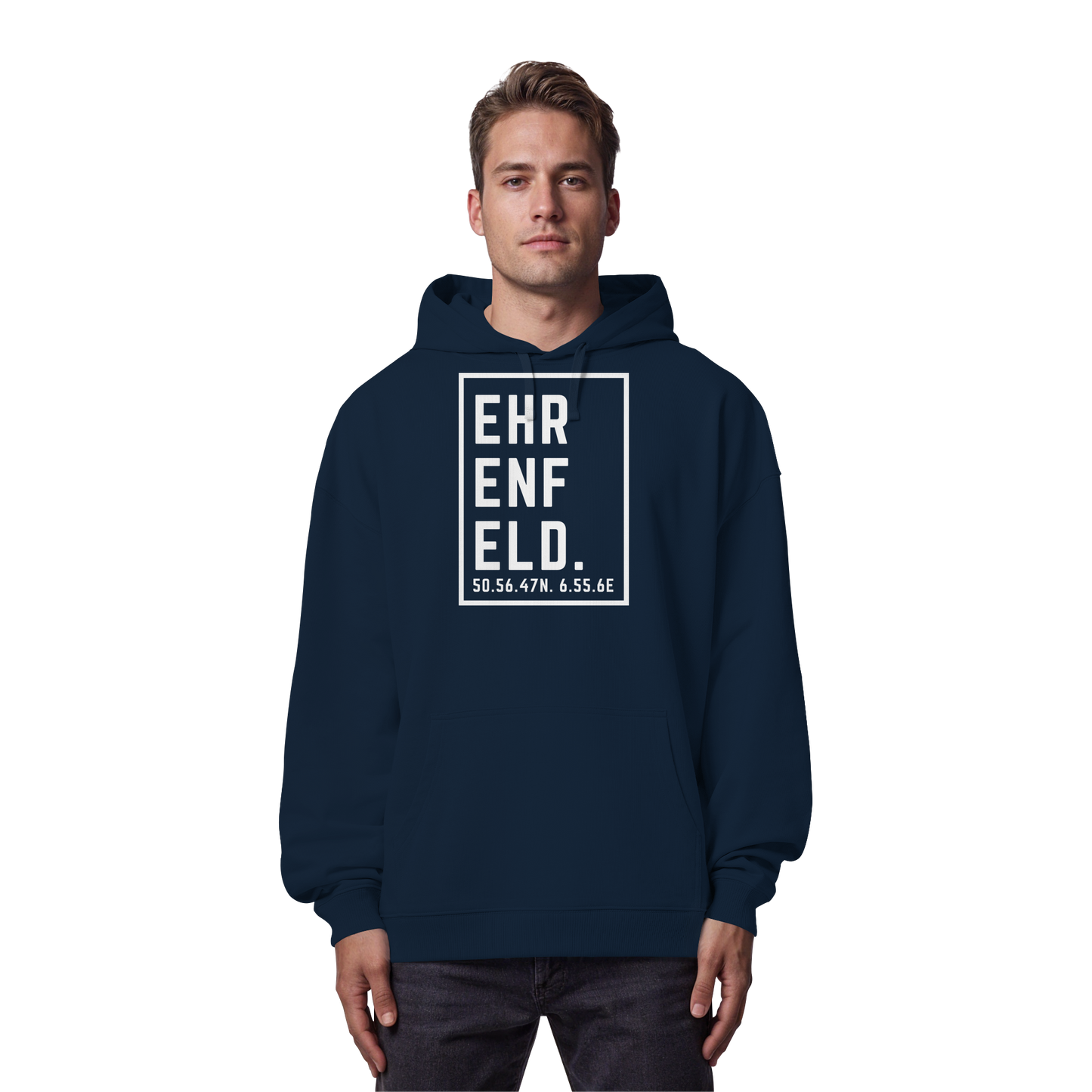 Ehrenfeld Koordinaten (großer Druck auf der Brust) - Organic Oversize Hoodie