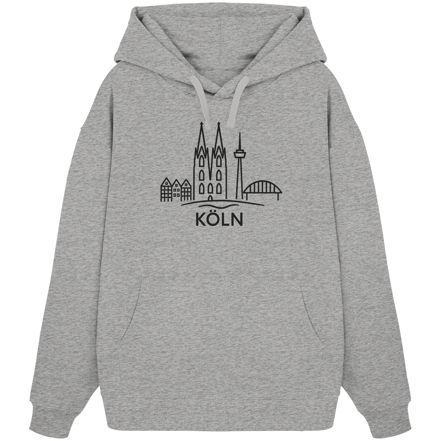 Köln Skyline (großer Druck auf der Brust) - Organic Oversize Hoodie