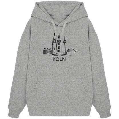Köln Skyline (großer Druck auf der Brust) - Organic Oversize Hoodie