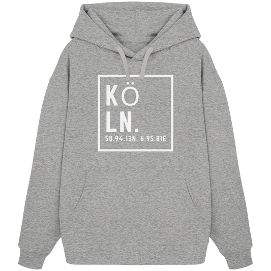 Köln Koordinaten (großer Druck auf der Brust) - Organic Oversize Hoodie