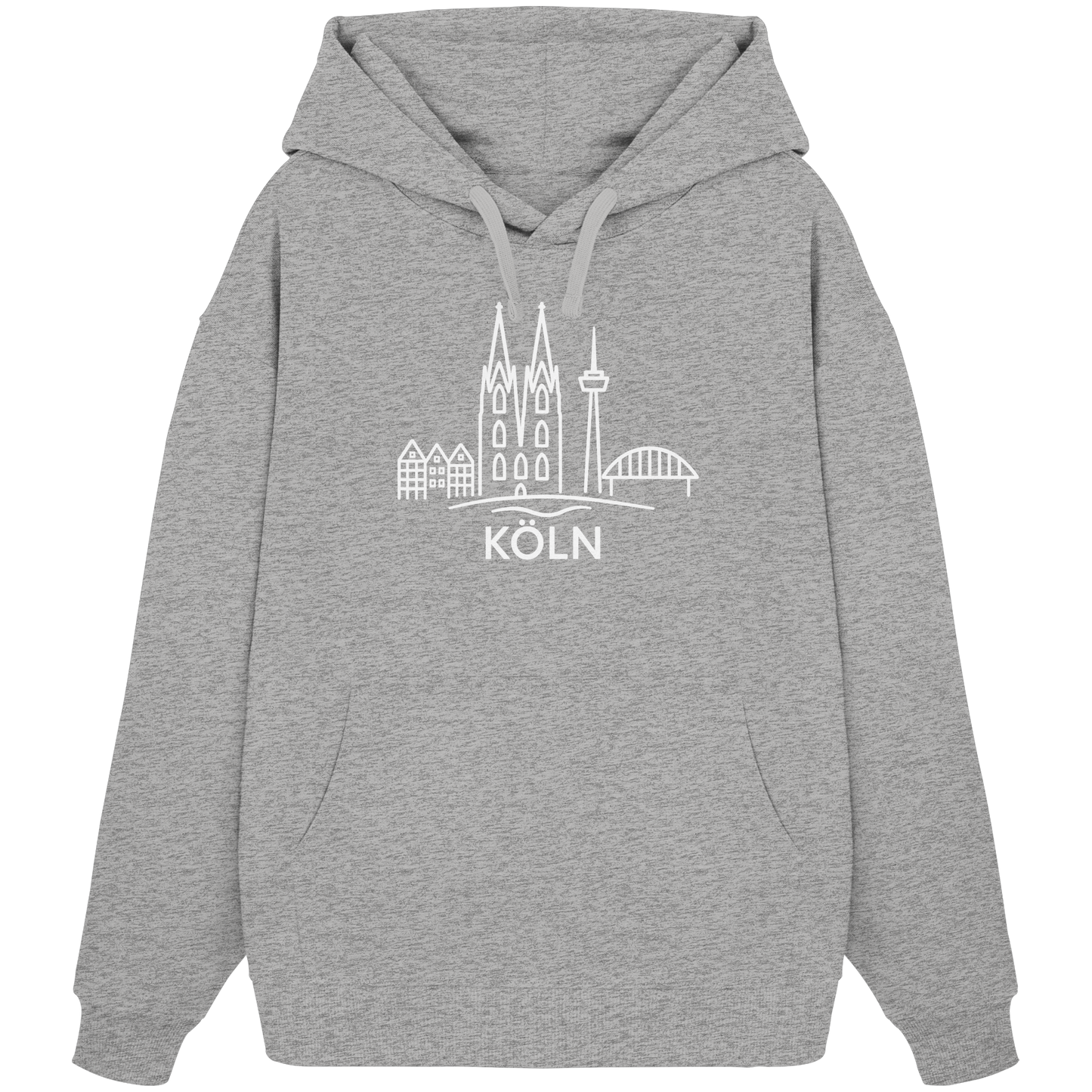 Köln Skyline (großer Druck auf der Brust) - Organic Oversize Hoodie