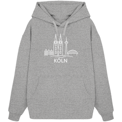 Köln Skyline (großer Druck auf der Brust) - Organic Oversize Hoodie