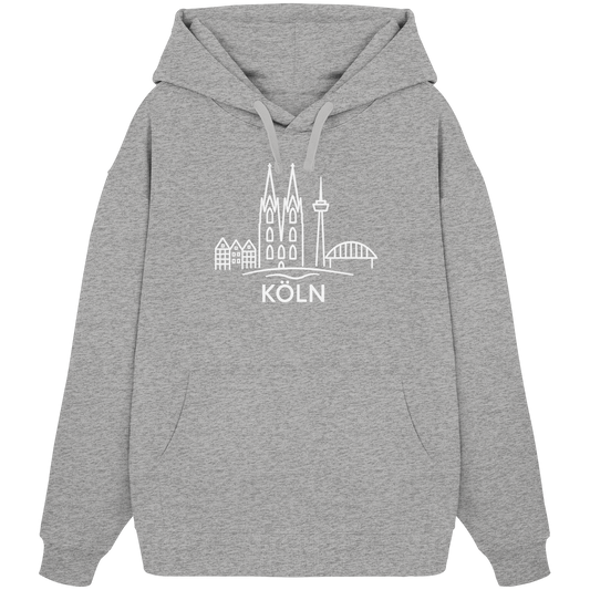Köln Skyline (großer Druck auf der Brust) - Organic Oversize Hoodie