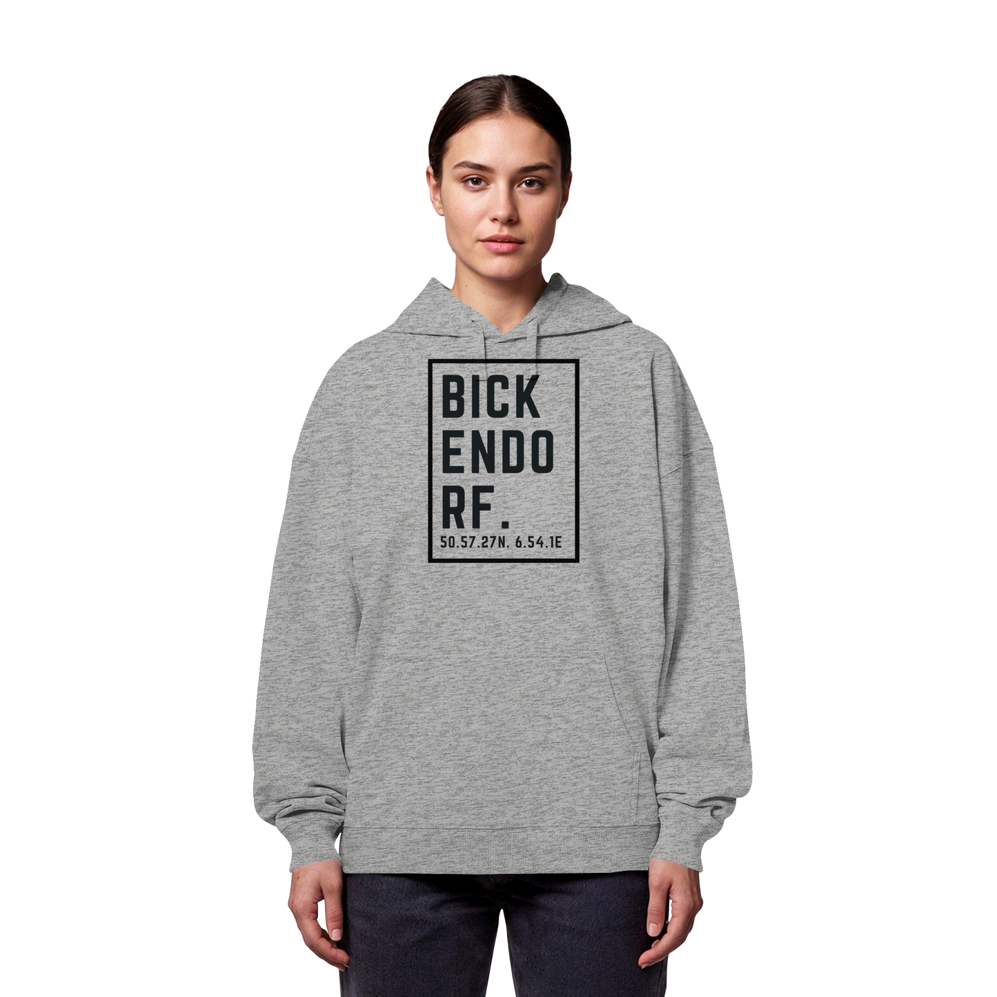 Bickendorf Koordinaten (großer Druck auf der Brust) - Organic Oversize Hoodie