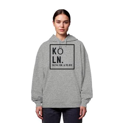 Köln Koordinaten (großer Druck auf der Brust) - Organic Oversize Hoodie