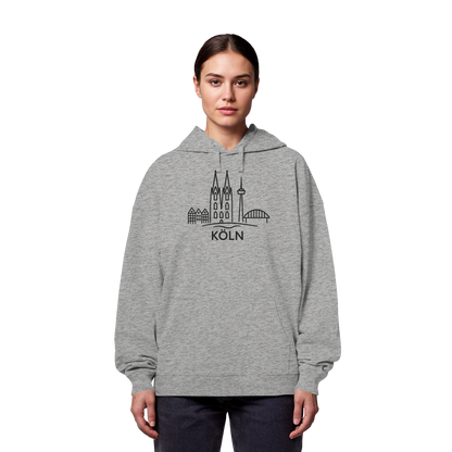 Köln Skyline (großer Druck auf der Brust) - Organic Oversize Hoodie
