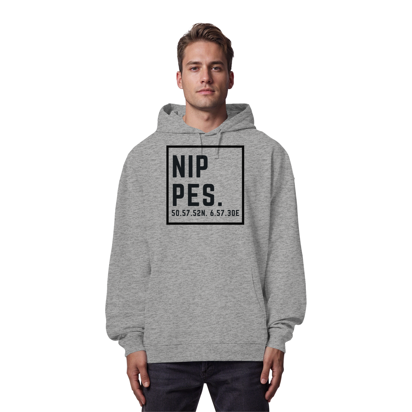 Nippes Koordinaten (großer Druck auf der Brust) - Organic Oversize Hoodie