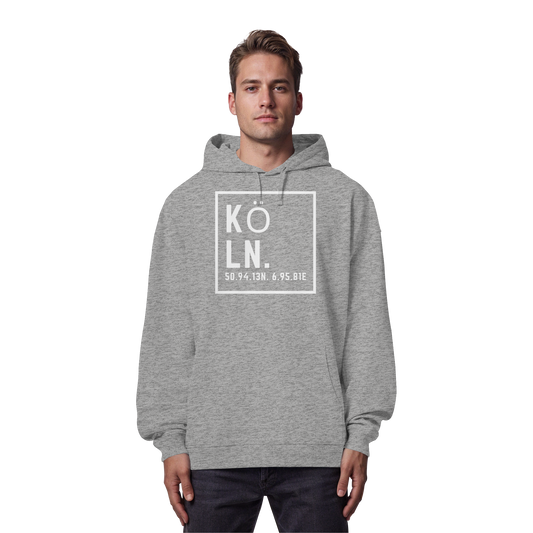 Köln Koordinaten (großer Druck auf der Brust) - Organic Oversize Hoodie