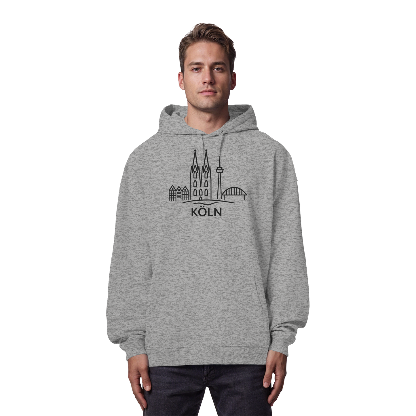 Köln Skyline (großer Druck auf der Brust) - Organic Oversize Hoodie