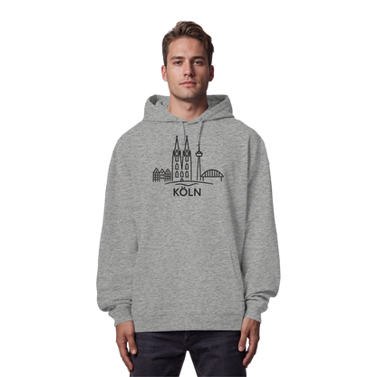 Köln Skyline (großer Druck auf der Brust) - Organic Oversize Hoodie