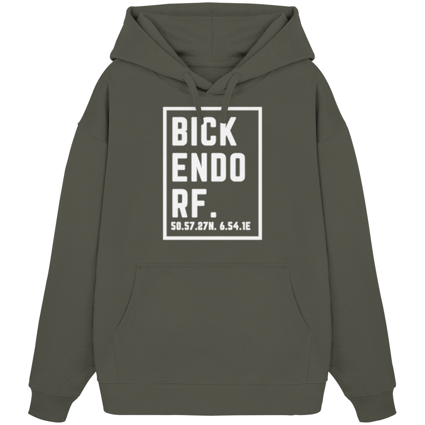 Bickendorf Koordinaten (großer Druck auf der Brust) - Organic Oversize Hoodie