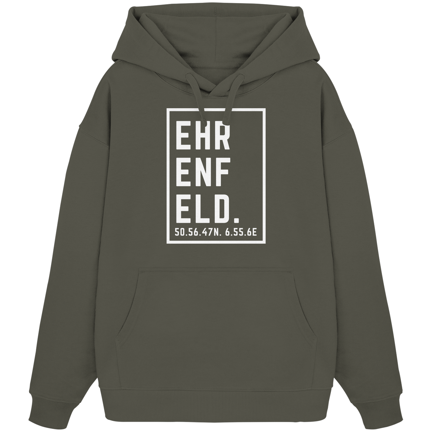 Ehrenfeld Koordinaten (großer Druck auf der Brust) - Organic Oversize Hoodie